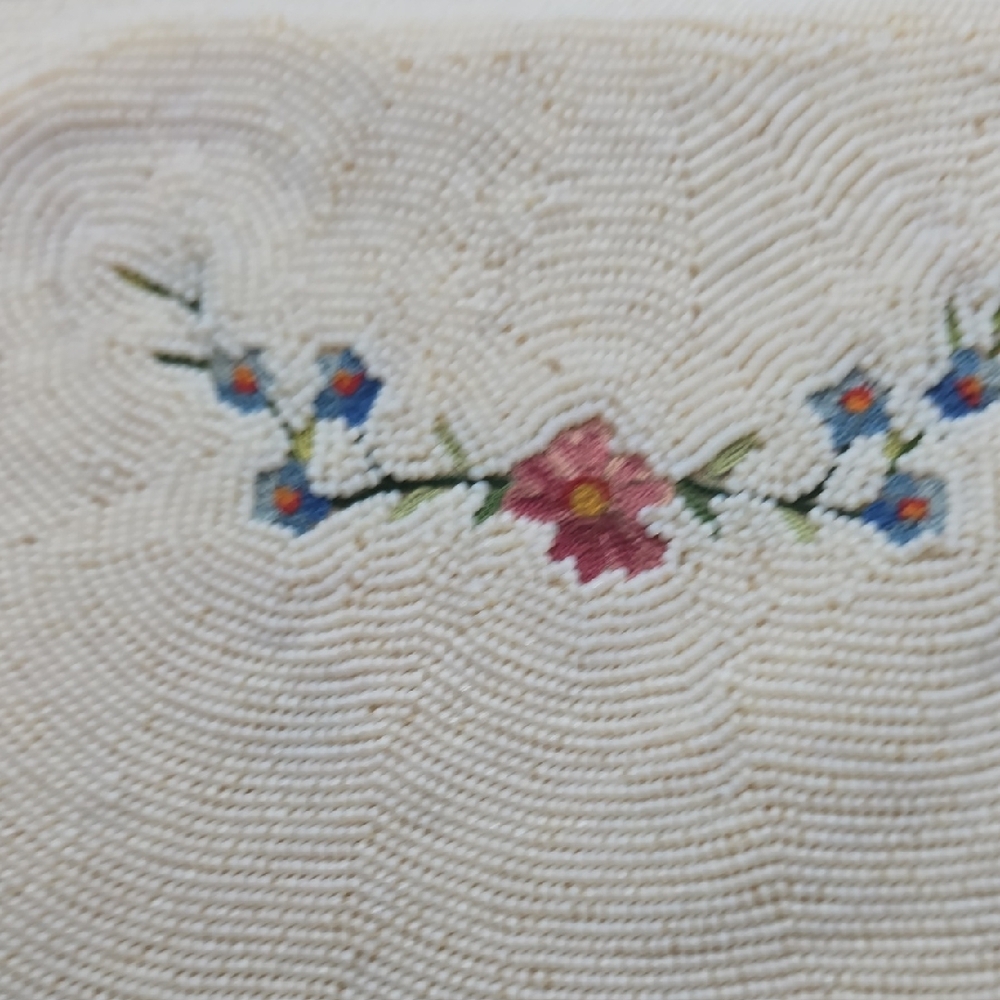Vintage Ivory Beaded Handbag Embroidered Rose Floral Envelope Clutch French - Picture 3 of 16